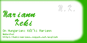 mariann keki business card